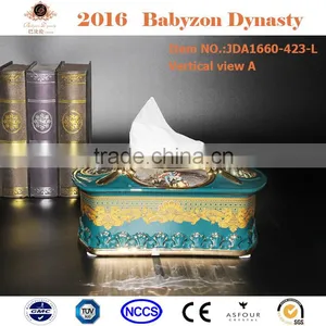 2016 Popular Indoor Art Decoration Luxury Handicrafts 13"ceramic Tissue Box Cover thumbnail-1