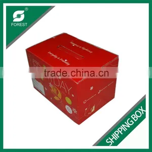 CORRUGATED FRUIT SHIPPING BOX FULL PRINTING SHIPPING BOX WITH PLASTIC HANDLE FOR PACKING FRESH FRUIT thumbnail-1