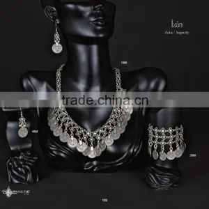 Ring Earring Bracelet Necklace Turkish Ottoman Antique Culture Jewelry Set Made in Turkey thumbnail-5