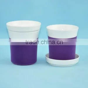 2014 New Design Purple Color Flock Coffee Mug With Cover thumbnail-1