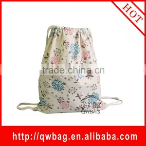 2016 Environmental Recycle Cotton Canvas Bag Factory Customize Canvas Drawstring Bag Double Draw String Bag thumbnail-1