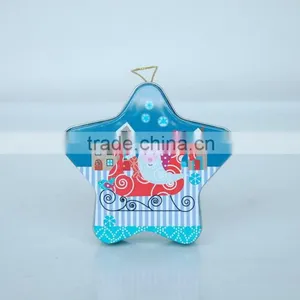 Lovely Printing Christmas Star Shape Gift Tin Box/Christmas Decoration for Candy/sweet thumbnail-1