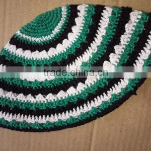 2015 Kippah Crocheted, Kippot Yarmulke Knitted, Kippah Knitted / Hand-made 100% Cotton Green Color Kippah thumbnail-1