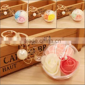 2016 IN STOCK Wholesale Hot Selling Transparent Crystal Flower Ball Key Chain thumbnail-1