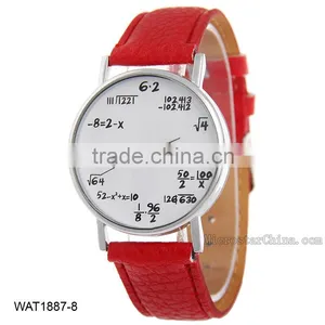 Creative Personalized Mathematical Formula Pink Leather Wrist Watch thumbnail-3