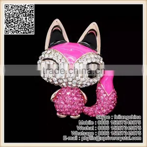 Pink Animals Fashion Good Gifts Crystal Diamond Lovely Fox Brooch thumbnail-1