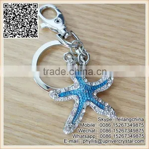 Pretty Blue Starfish Keychain Star Key Ring thumbnail-1