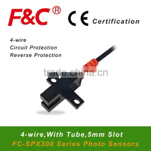 5mm Slot, 4-wire, 2m Cable,12~24VDC Fork Sensor, Can be Offer 5VDC Working Voltage, FC-SPX303 Series. thumbnail-1