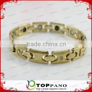 Most Popular Men's Germanium Bracelet Gold Plating Tungsten Magnetic Bracelet for Sport thumbnail-1