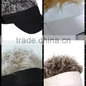 Custom Made Cotton Visor Cap With Fake Hair thumbnail-1