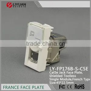 LY-FP176B-S-C5E Single Port Shielded Toolless Single Modul Cat5e Jack Legrand RJ45 Face Plate thumbnail-1