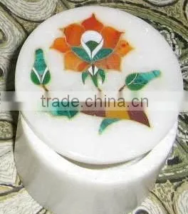 Round Marble Inlay Jewelry Boxes thumbnail-1