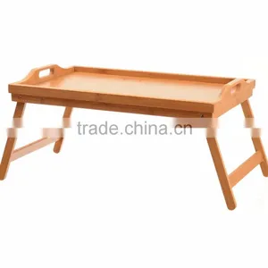 Bamboo Bed Tray Folding Breakfast TV Laptop Tray Table Hospital Serving Tray W' Handles Foldable Legs thumbnail-1