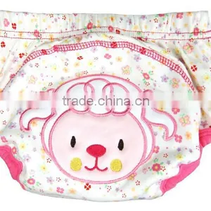 3 Layer Cute Sheep Design Baby Cloth Nappy, Baby Diaper, Reusable Baby Nappy, Cartoon Embroidered Training Baby Cloth Nappy, thumbnail-1
