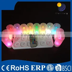 ABS Pillar Flamless Rechargeable Colorful Candle With Stand and Remote Control thumbnail-1