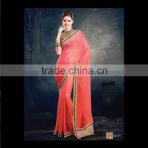 MULTI COLOUR PURE GORGETTE SAREE ONLINE thumbnail-4