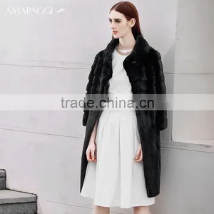 Factory Sale Long Black Natuarl Mink Fur Women Coat in China thumbnail-1