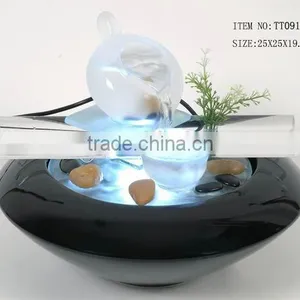 Poetic Mini Table Water Fountain With LED Light for Home Decoration thumbnail-1