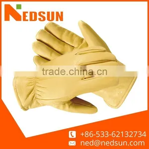 Warm Goat Leather Yellow Leather Gloves for Driving thumbnail-1