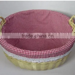 Wholesale Wicker Small Round Storage Home Decoration Baskets With Liner Small Willow Baskets for Baby thumbnail-4