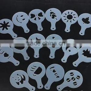 CY183 16Pcs/set Mold Coffee Milk Cake Cupcake Stencil Template Coffee Barista Cappuccino Template Strew Pad Duster Spray Tools thumbnail-3