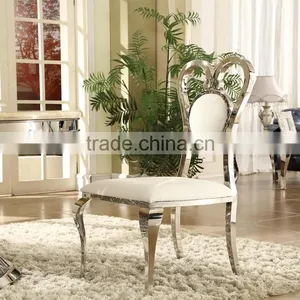 Heart Shape Silver Stainless Steel Legs White Wedding Chair thumbnail-6