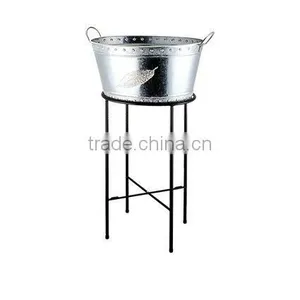 Silver Round Ice Bucket With Underframe thumbnail-1