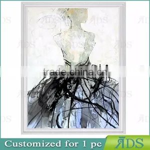 Handmade Modern Abstract Human Woman Figure Oil Painting Back thumbnail-1
