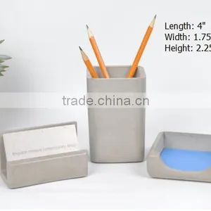 Office Series Concrete Desk Set Pencil Holder , Business Card Holder thumbnail-1