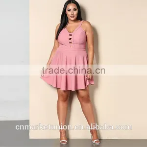 2017 Hot Sale Plus Size Deep V-neck Sexy Dress Clothing for Fat Women thumbnail-5