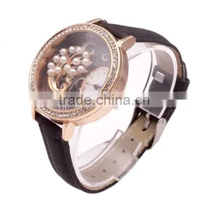 Fashion Women Leather Watch Rhinestone Crystal Geneva Quartz Silicone Watch thumbnail-2