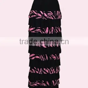 Ladies Modest Spandex Skirt Custom Mixed Lace Ruffle Bridesmaid Maxi Long Tiered Skirts thumbnail-2
