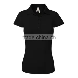Good Quality Work Wear Design Sport Gym Clothes Heather Grey Gray Women Short Sleeve Cotton Polo Shirt Design With Combination thumbnail-4