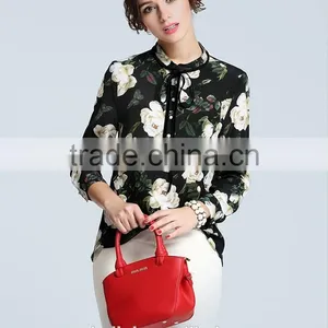 Best Selling Summer Elegant Design Floral Print Shirts for Women thumbnail-2