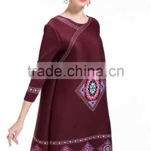 Half Sleeve Women Faddish Loose Printed Crumple Dress thumbnail-3