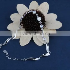 925 Sterling Silver Charms Fashion Design Zircon Twisted Bracelet thumbnail-3