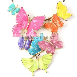 Fashion Multicolor Painting Butterfly Alloy Necklace thumbnail-4