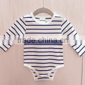 Soft Cotton Long Sleeve Stripe Newborn Infant Baby Summer Romper thumbnail-1