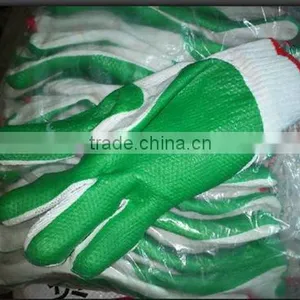 2012 Hot Sales Nitrile Coated Cut Resistant Cotton Gloves/String Knit Gloves With Dots/yellow,red,blue,black thumbnail-1