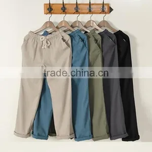 Low MOQ Sample Available Wholesale Man Straight Loose Fit Breathable Linen Pants thumbnail-4