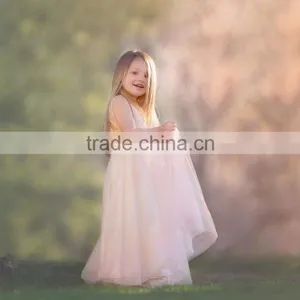 Little Girls Peach Tutu Long Maxi Dress Flower Girls Floor Length Wedding Dress thumbnail-3