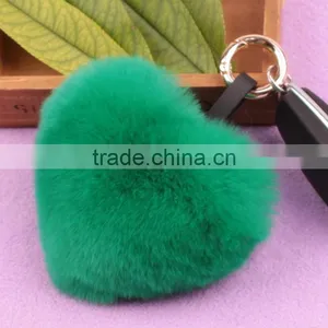 Myfur Fashion Rex Rabbit Fur Pendant Bag Charm Fur Ball Heart Shaped Fur Keychain thumbnail-5