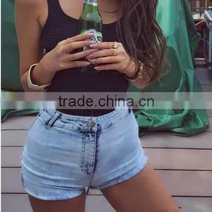 Runwaylover 5301 High Quality Ladies High Waist White Sexy Denim Shorts thumbnail-2
