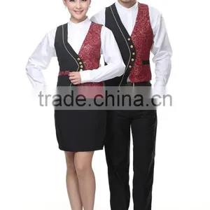 Juqian Custom 5 Start Summer Restaurant Manager Hotel Waiter Receptionist Uniform Designs With Embroidery Vest thumbnail-3