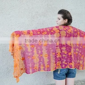 Large Hot Pink Summer Shawl, Sequin Shawl, Indian Shawl, Magenta Scarf, Embroidered Scarf, Crimson Shawl, Silk Scarves, Belly da thumbnail-2