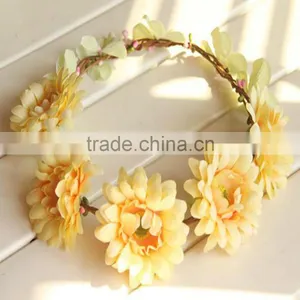 Wholesale Artifical Flora Bridal Headband Sunflower Head Wreath thumbnail-3