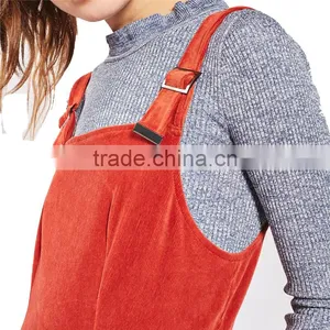 2017 OEM Spring Women Adjustable Burnt Orange Cord Pinafore Dress thumbnail-4