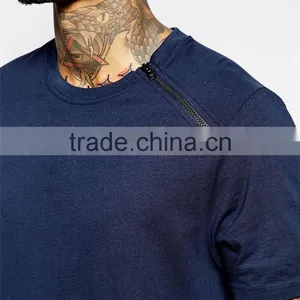Guangzhou Shandao New Arrival 180g 100% Cotton With Shoulder Side Zipper Short Sleeve O-Neck Wholesale Blank T Shirts thumbnail-4