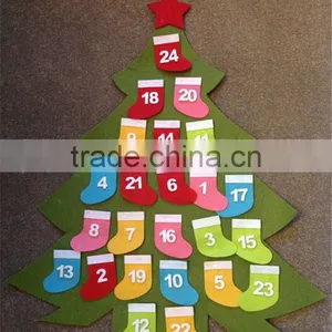 Felt Christmas Tree Advent Calendar New Pockets for Treats Countdown thumbnail-1