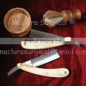 Professional Damascus Steel Barber Razor , Camel Bone Scale Damascus Razor thumbnail-6